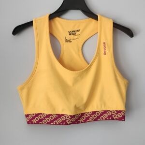 Reebok Workout Ready Sports Bra Orange Pink Large